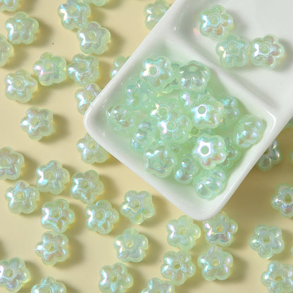 Plating Chunky Five-Petal Flower Resin Beads 13mm Iridescent Pastel 10pcs 2