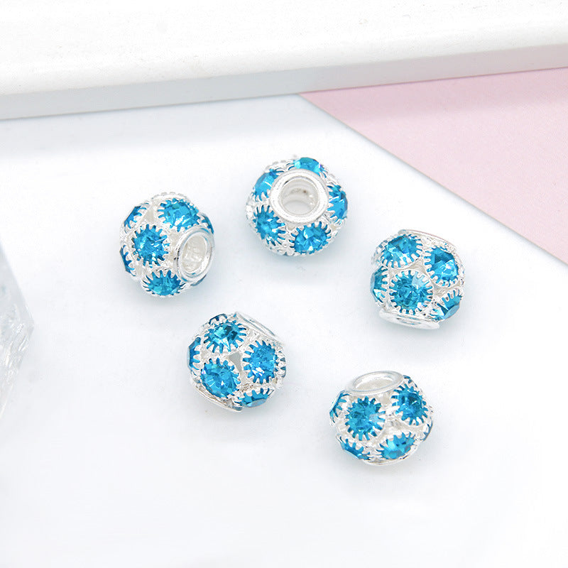 Metal Rhinestone Hollow Spacer Beads 8mm 50pcs 9