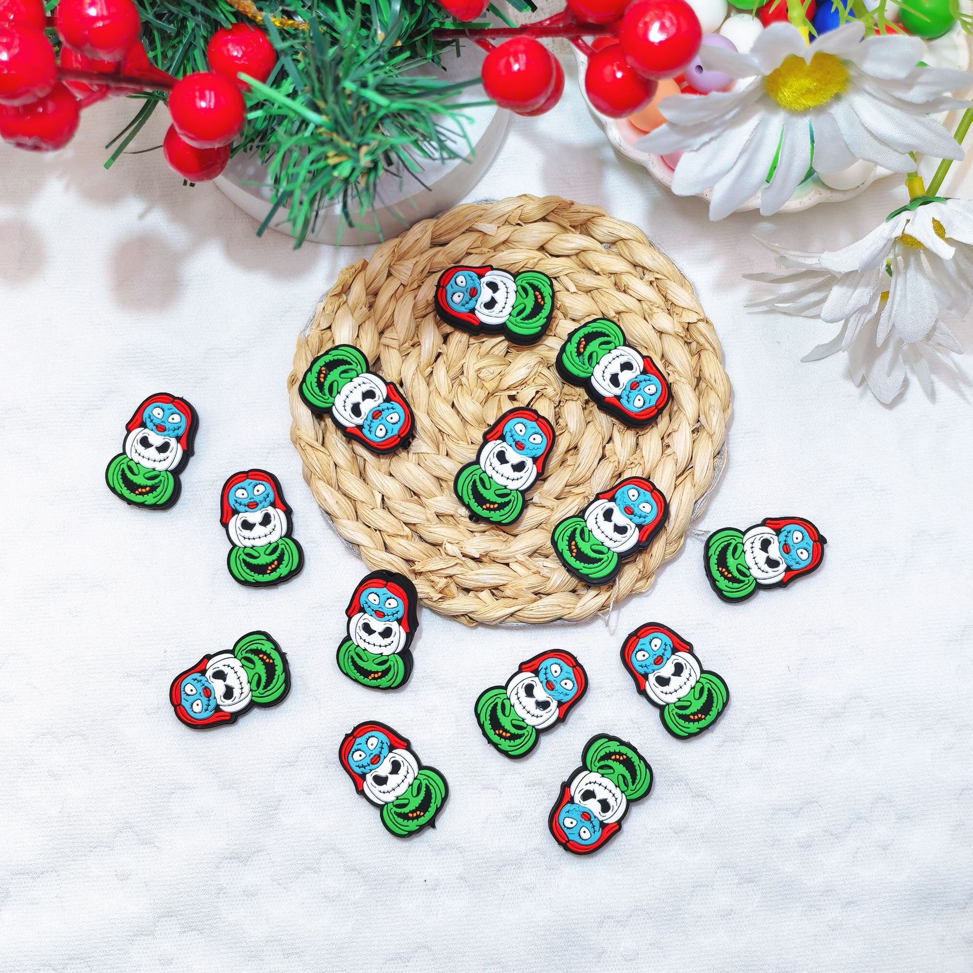 Silicone Focal Beads Pumpkin Ghost Bride Design 20pcs