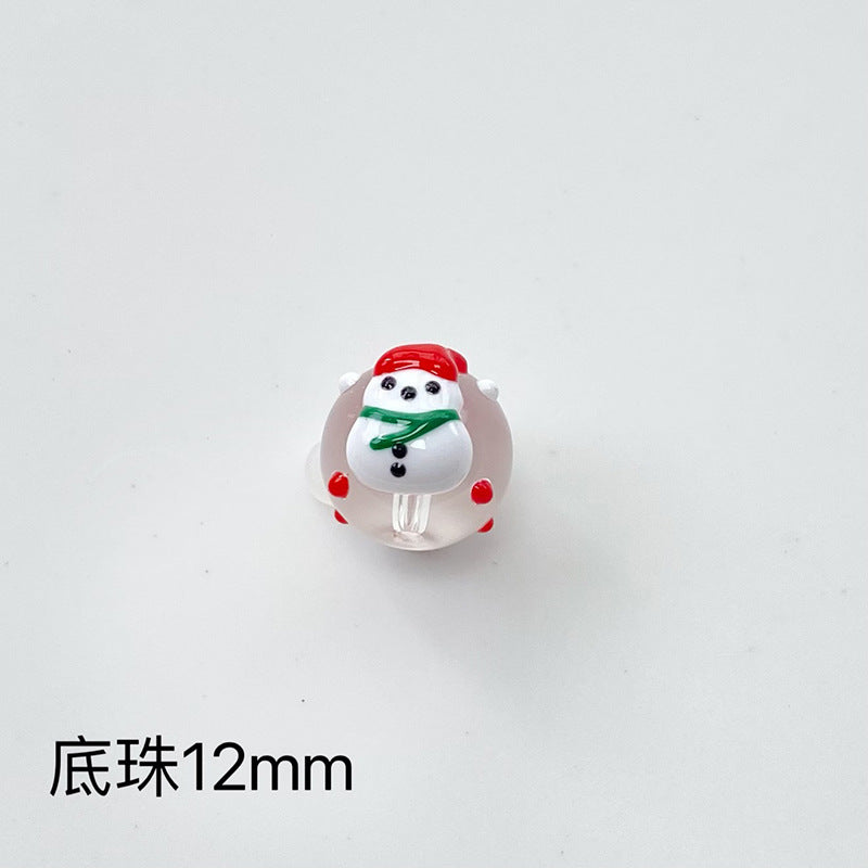 Hand Painted Christmas Enamel Glass Beads 12mm 14mm 1pc 2