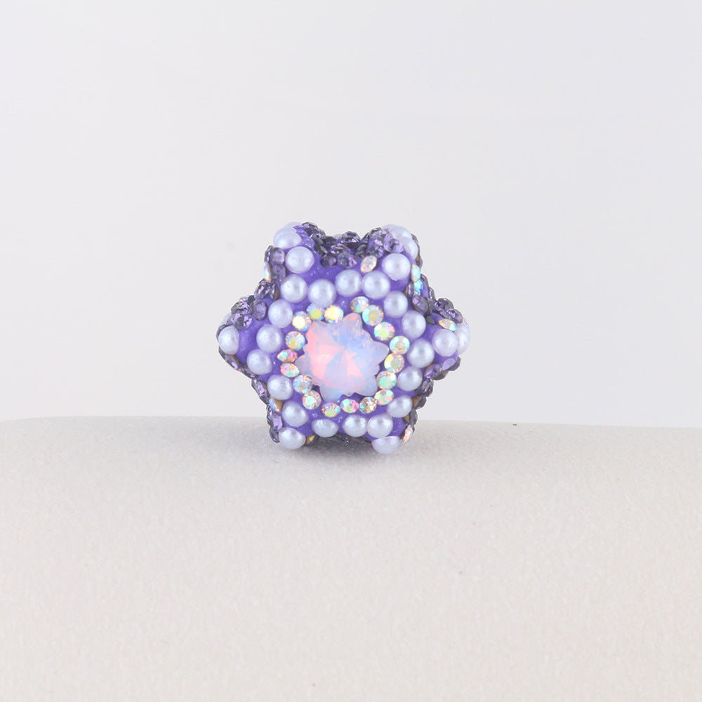 Polymer Clay Hexagonal Star Rhinestone Beads 23mm Full Rhinestone 6pcs 6