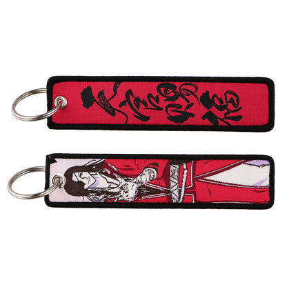 Double Sided Ukiyo Fabric Lanyard Keychain Japanese Motif 2pcs 9