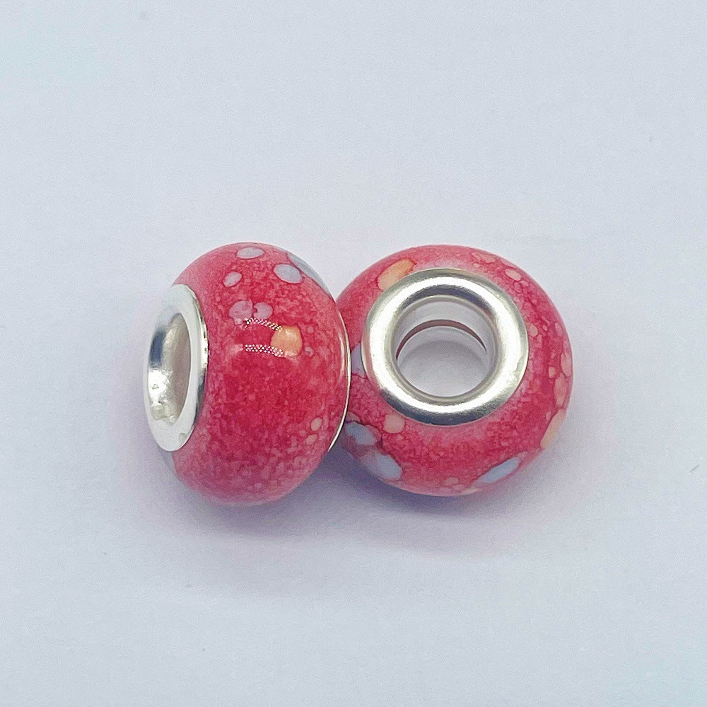 Resin Spacer Beads 14mm Ink Painting Large Hole 50pcs 7