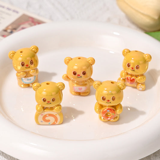 Glossy Resin Beads 29mm 3D Butterbear Adorable Focal 5pcs