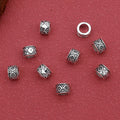 Rhombus Tube Metal Beads 7mm Tibetan Large Hole Vintage Silver Tone 100pcs 6