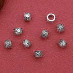 Rhombus Tube Metal Beads 7mm Tibetan Large Hole Vintage Silver Tone 100pcs 6