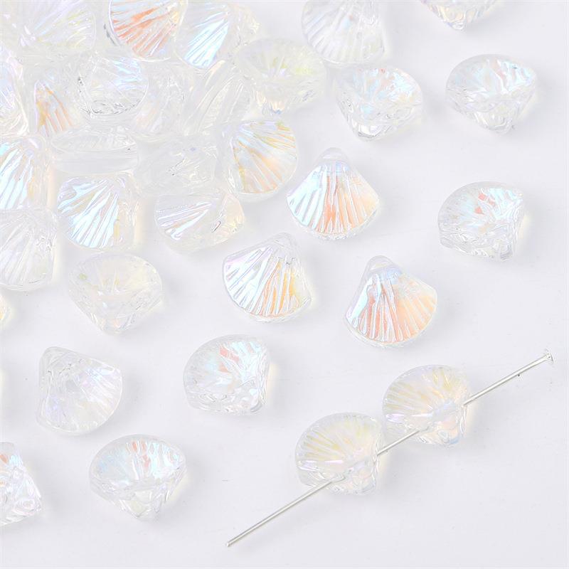 Electroplated Shell Glass Beads 10mm Iridescent Gradient 40pcs 6