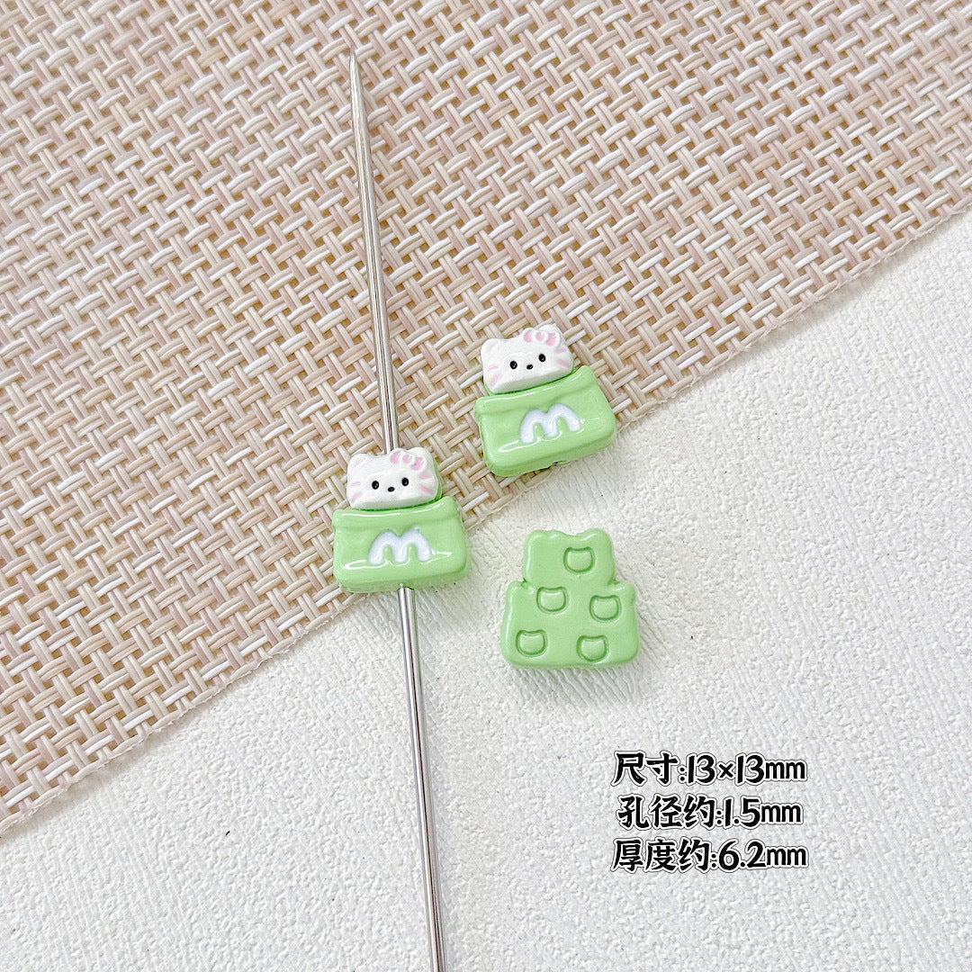 Cat and Bear Candy Painted Metal Beads 13 16mm Glossy 10pcs 5