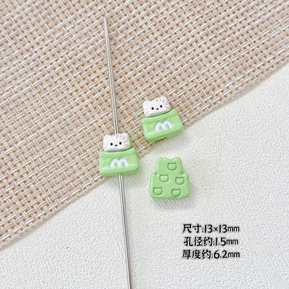 Cat and Bear Candy Painted Metal Beads 13 16mm Glossy 10pcs 5