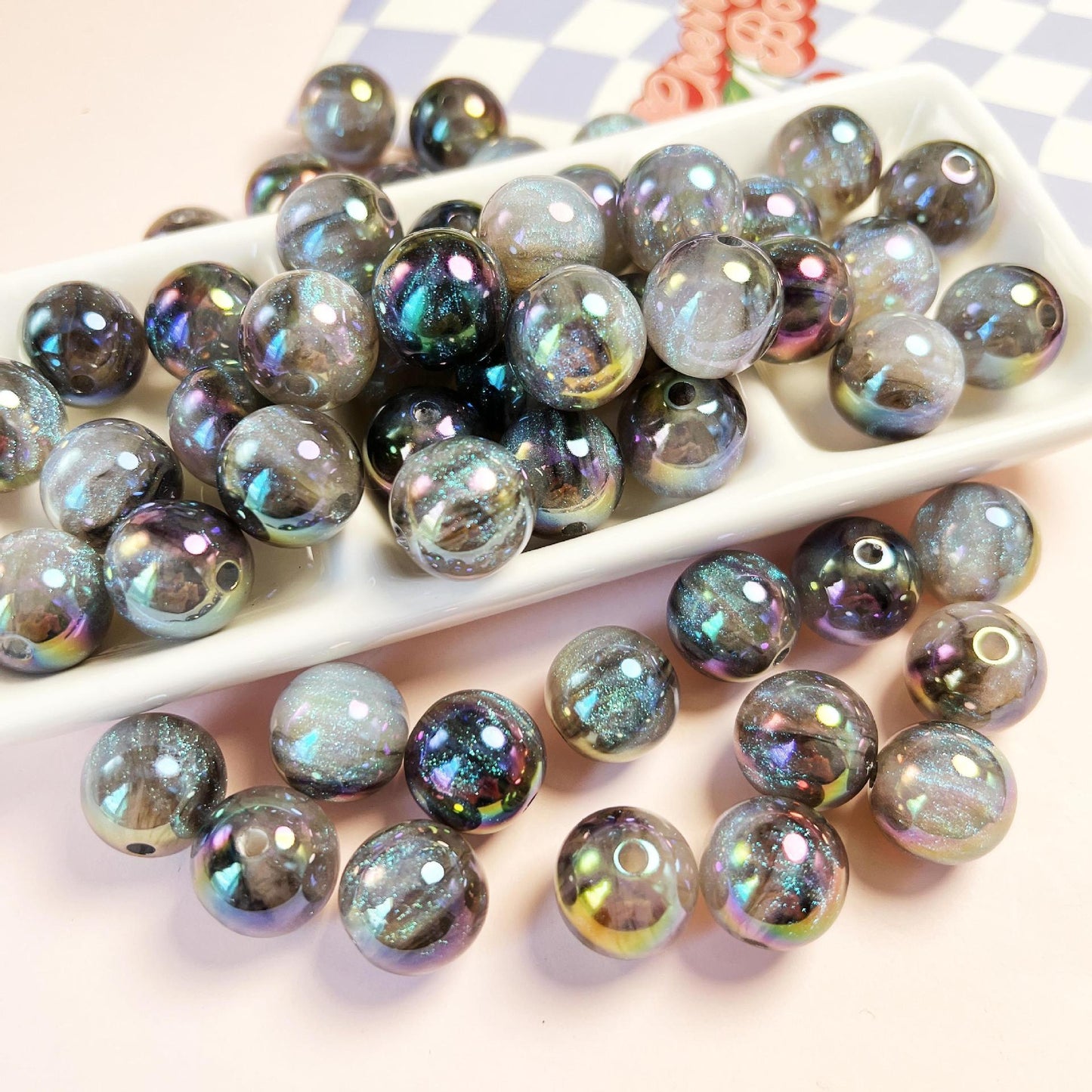 Brilliant Round Acrylic Beads 16mm Glossy Mixed Colors 10pcs 12
