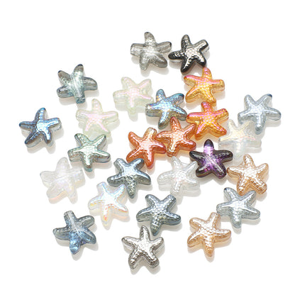 Electroplated Starfish Glass Beads 13-14mm Transparent 30pcs 19