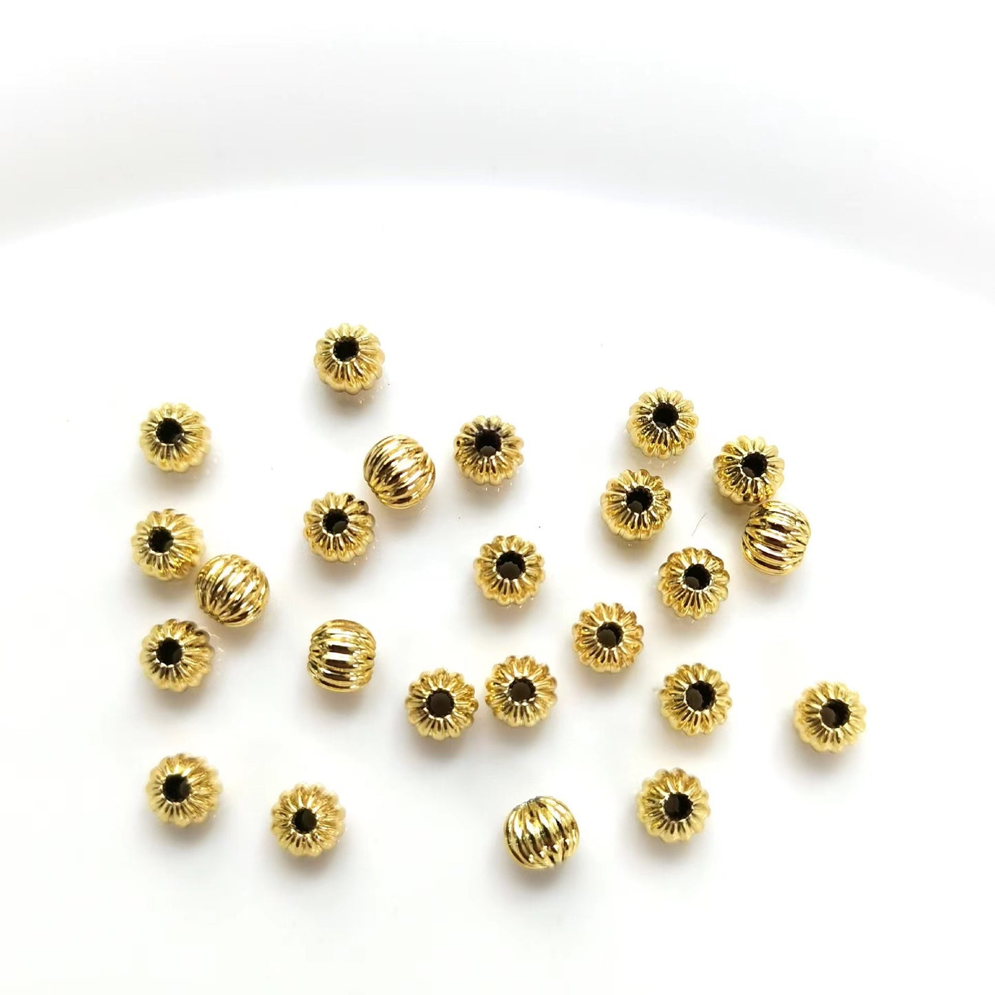 Brass Round Spacer Beads 3-8mm Pumpkin Striped 100pcs 7