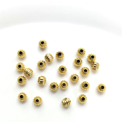 Brass Round Spacer Beads 3-8mm Pumpkin Striped 100pcs 7