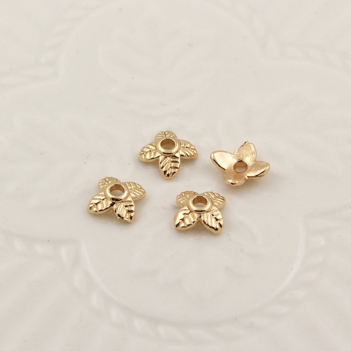 Brass Four-Leaf Flower Bead Caps 5.5mm 1pc 4