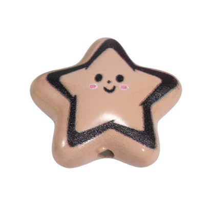 Colorful Smiley Star Acrylic Beads 22mm Glossy 10pcs 12