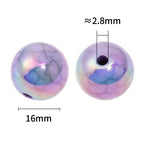 UV Plating Round Acrylic Beads 16mm Imitation Marble Crackle 50pcs 3