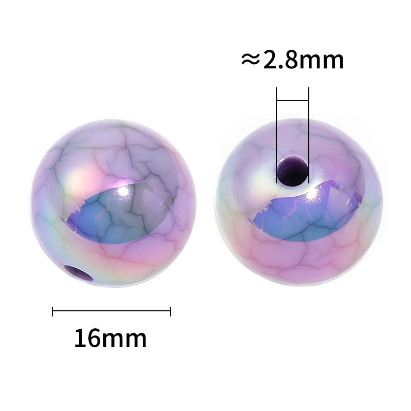 UV Plating Round Acrylic Beads 16mm Imitation Marble Crackle 50pcs 3