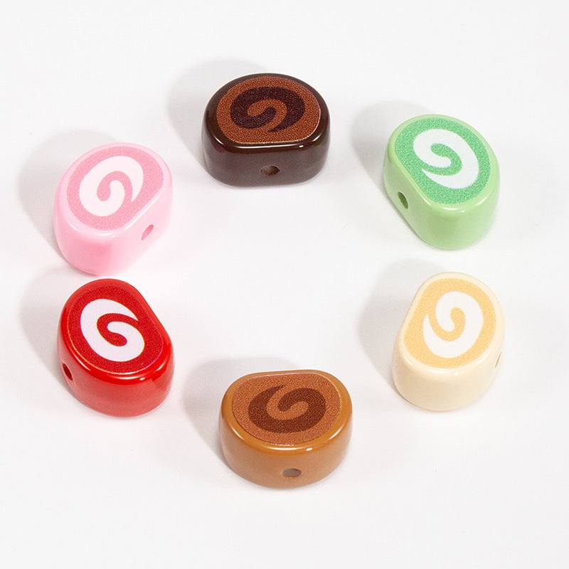 Painted Swiss Roll Acrylic Beads 15x20mm Colorful Glossy Swirl 10pcs 3