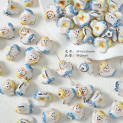 Ceramic Santa Claus and Clown Series Clay Beads Hand Painted 10pcs 7
