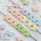 Colorful Butterfly Ceramic Beads 18mm Pastel Glazed 10pcs