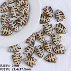 Coffee Color Ocean Creatures Ceramic Beads Hand Painted 5pcs 6