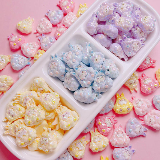 Kawaii Resin Beads 25mm Creamy Color UV Plating 5pcs