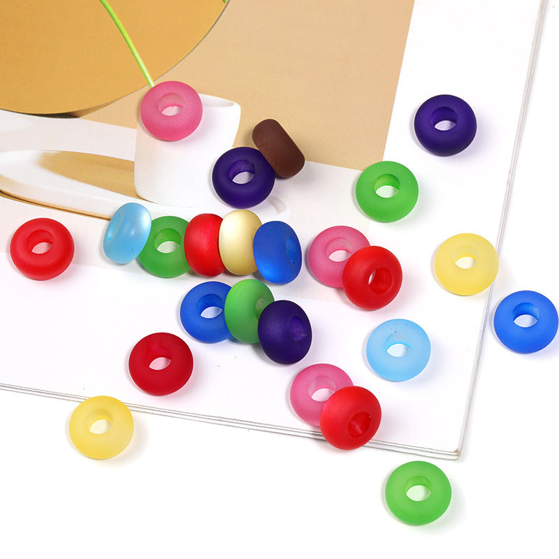 Acrylic Donut Spacer Beads 14mm Matte Imitation Opal 50pcs 4