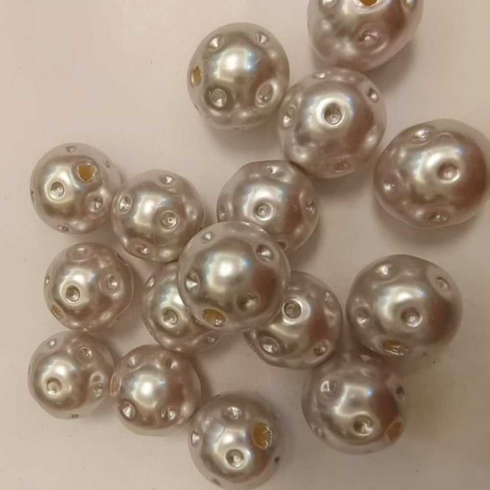 Opaque Bubblegum Beads 20mm Dimpled Faux Pearl White 20pcs 3