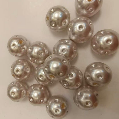 Opaque Bubblegum Beads 20mm Dimpled Faux Pearl White 20pcs 3
