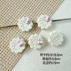 Disc Metal Beads 13mm Baking Painted Rabbit and Flower Alloy 10pcs 6