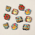 Silicone Focal Beads Cartoon Pencil Apple Holding Book 20pcs 3