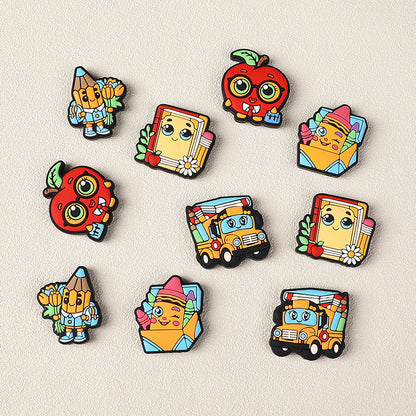 Silicone Focal Beads Cartoon Pencil Apple Holding Book 20pcs 3