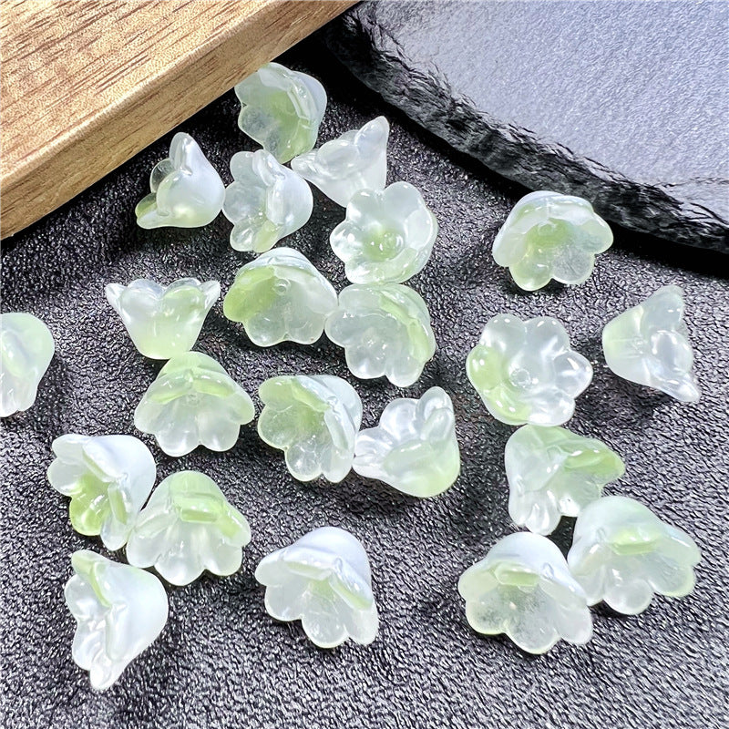 Czech Glass Beads Flower 12mm Iridescent Crystal Clear 50pcs 20
