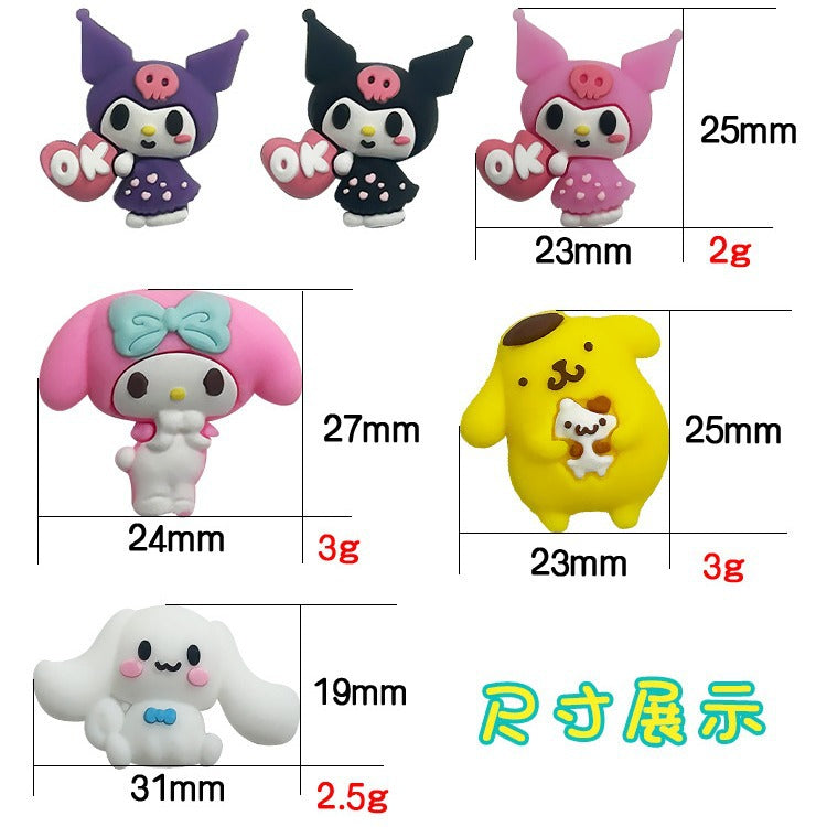 Silicone 3D Focal Beads Sanrio Pom Pom Purin Holding Dog OK Heart 3