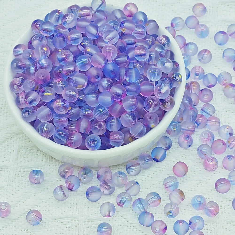 Frosted Round Glass Beads 6mm Colorful Speckled Matte Finish 50pcs 37