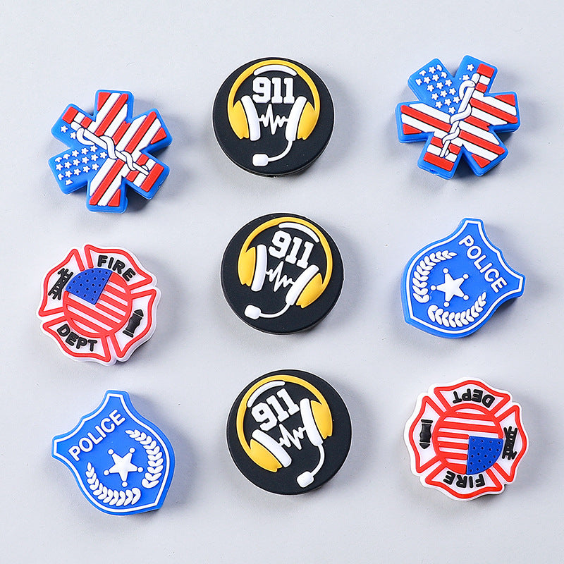 Silicone Focal Beads Fire Dept Police First Responder Emblems 20pcs 3