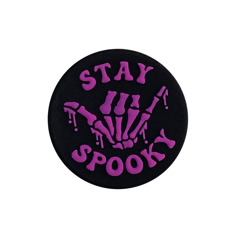 Silicone Focal Beads Ghost Finger Stay Spooky Lettering 20pcs 6