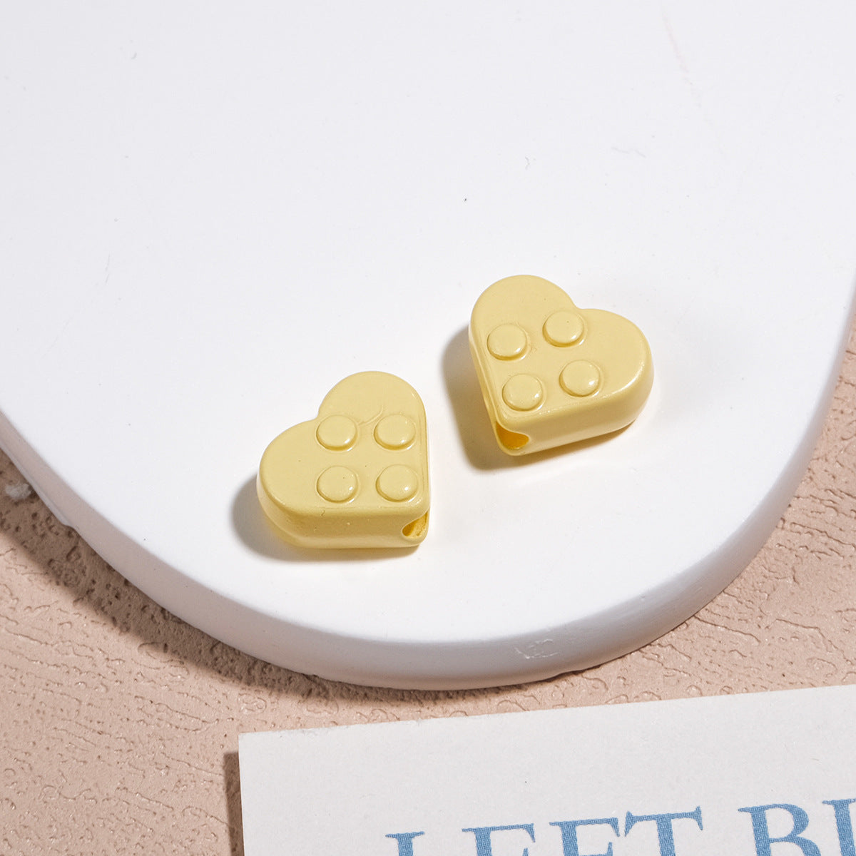 Painted Heart Acrylic Beads 12mm Glossy Raised Dot Detail 50pcs 7