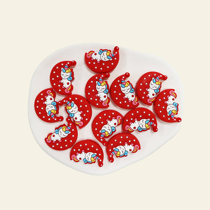 Silicone Focal Beads Lunar Unicorn Holding Moon 20pcs 8