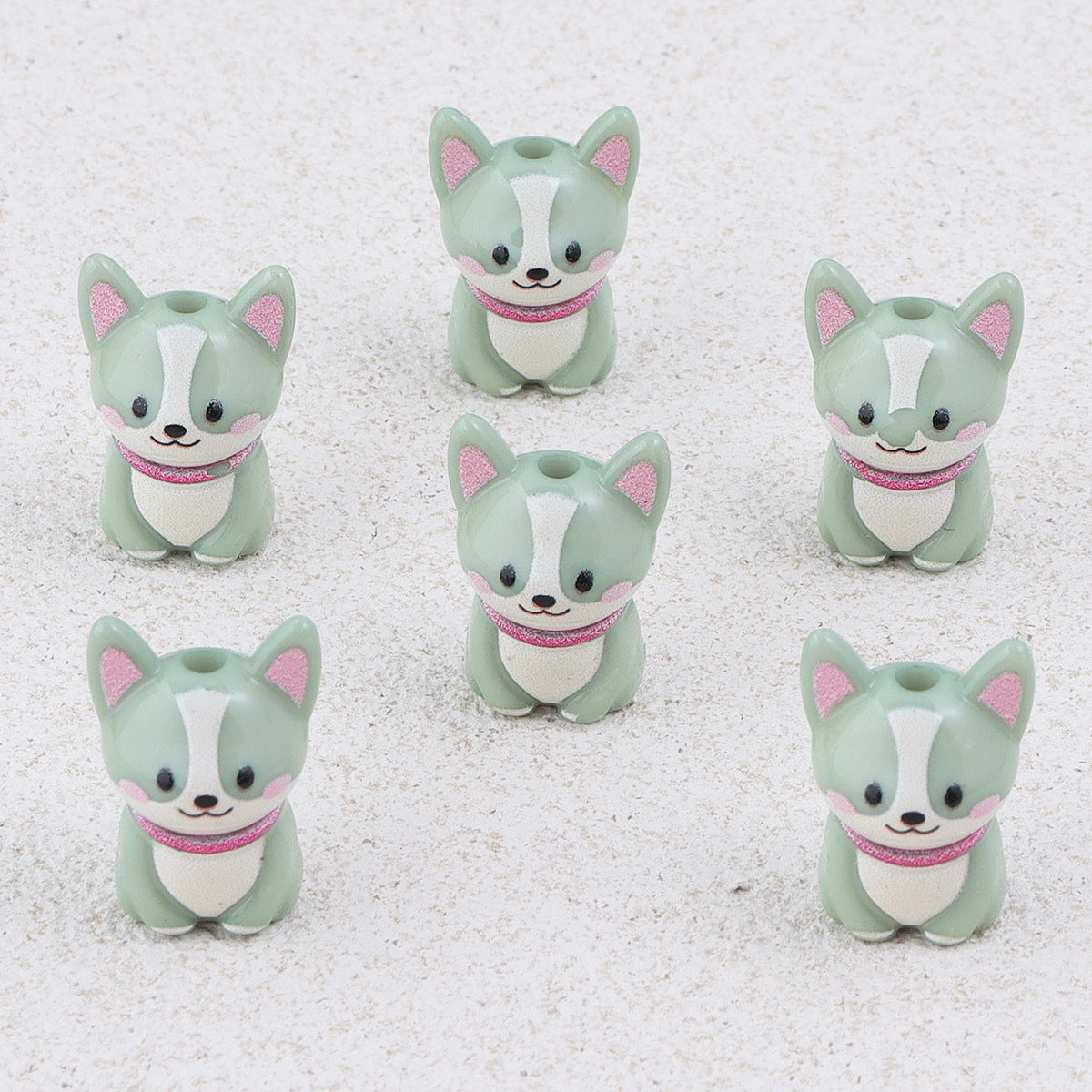 Painted 3D Corgi Acrylic Beads 16x23mm Colorful Mixed 10pcs 8