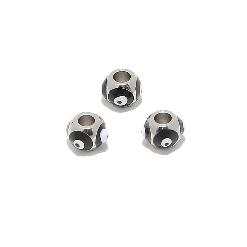 Stainless Steel Round Metal Beads 8mm Multicolor Evil Eye 10pcs 6