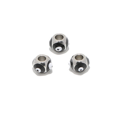 Stainless Steel Round Metal Beads 8mm Multicolor Evil Eye 10pcs 6