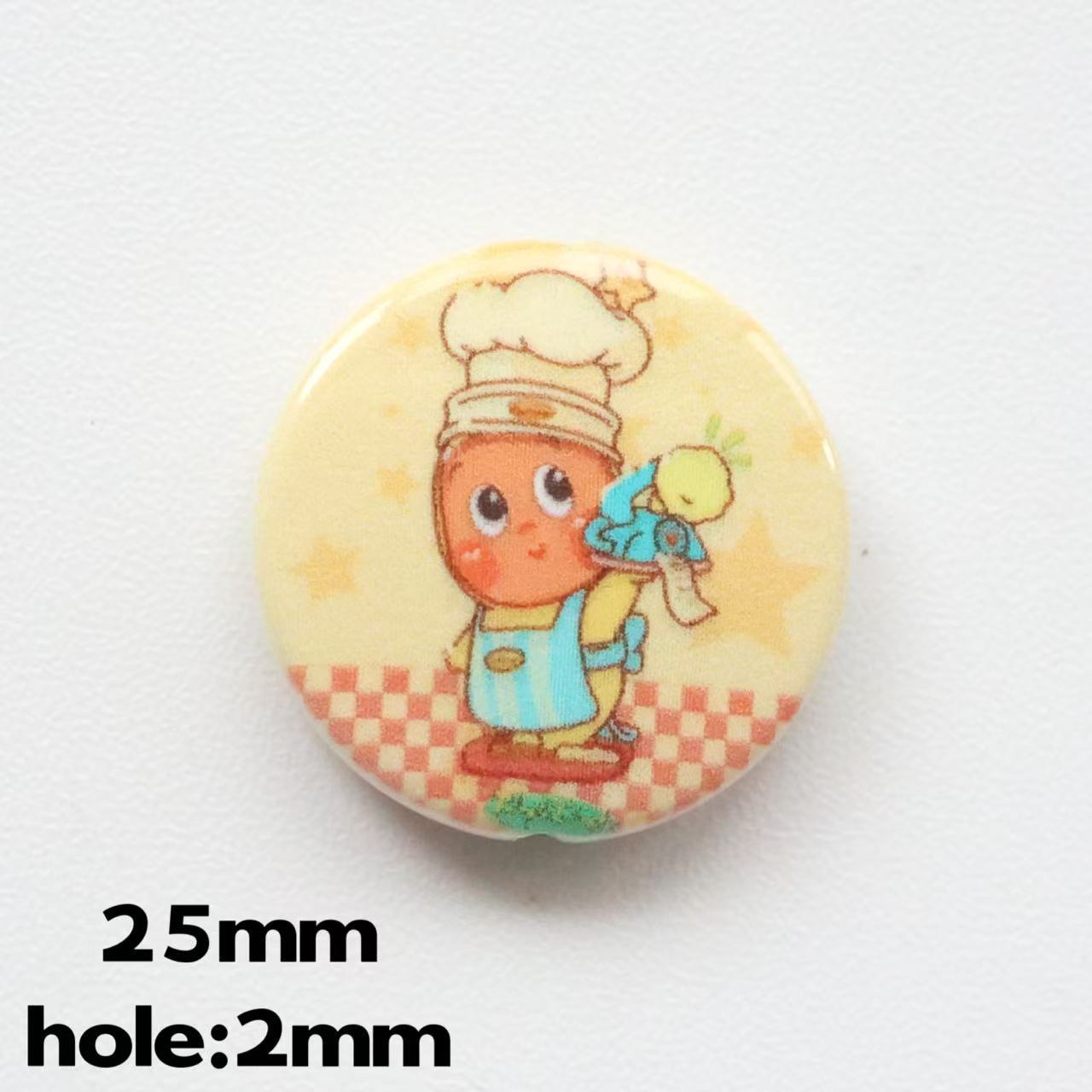 Flat Pop Art Acrylic Beads 25mm Printed Character Design 20pcs 9