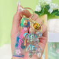 Acrylic Crystal Sitting Bear Keychain Iridescent Glitter Colors 10
