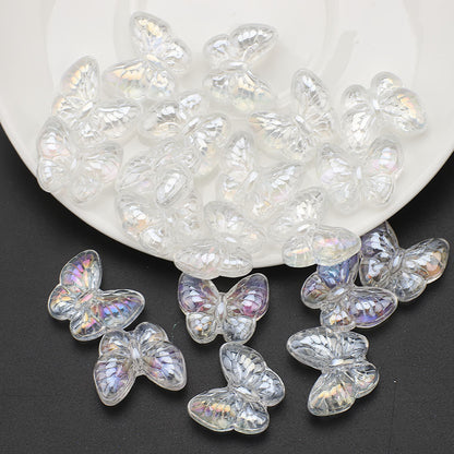 Plating Butterfly Glass Beads 17x10mm Iridescent Detailed Wings 10pcs 21