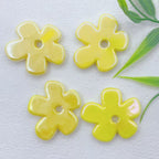 Flat Five-petal Flower Ceramic Beads 36mm Colorful Glazed 10pcs 4