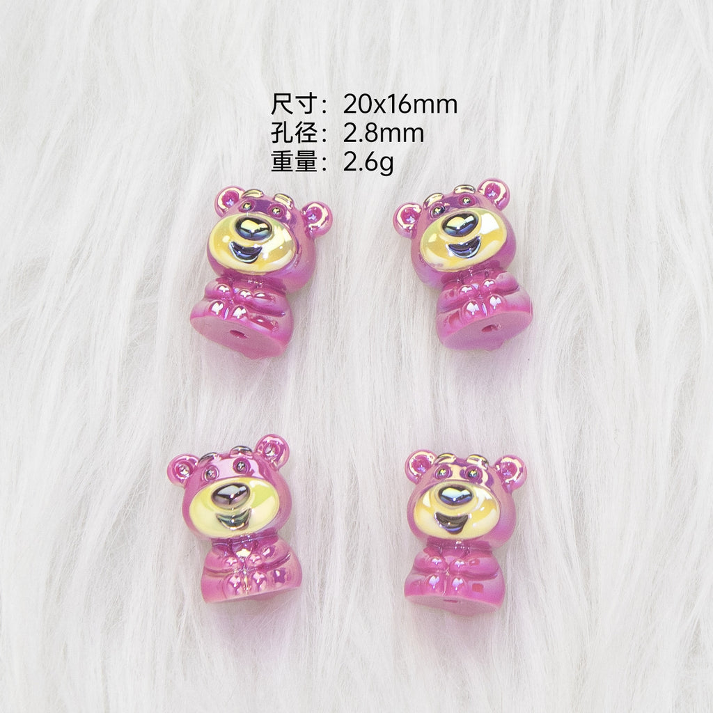 Plating 3D Lotso Resin Beads Glossy Pink Gold 10pcs 6