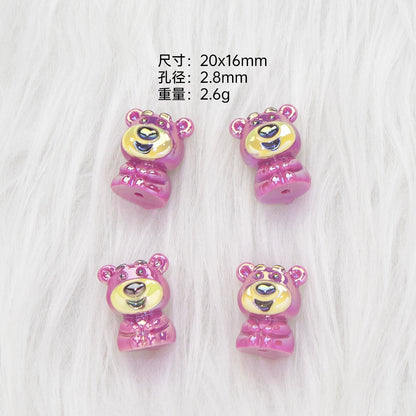 Plating 3D Lotso Resin Beads Glossy Pink Gold 10pcs 6