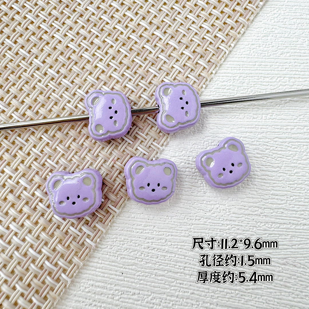 Bear Metal Beads 13mm Glossy Painted Alloy 10pcs 15