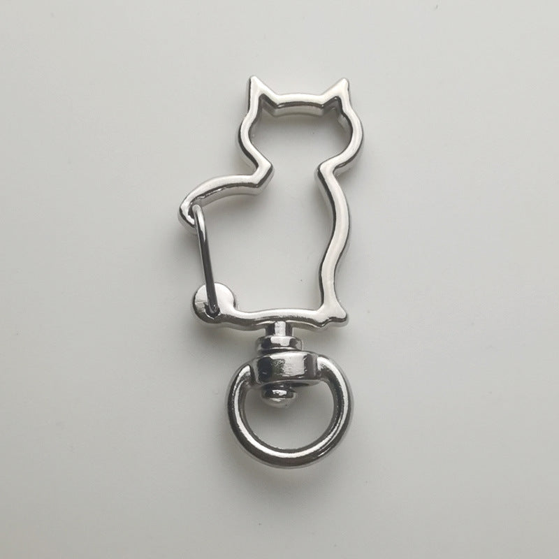 Zinc Alloy Kitten Shaped Colorful Buckle Keychain Clasps 20pcs 37mm 6